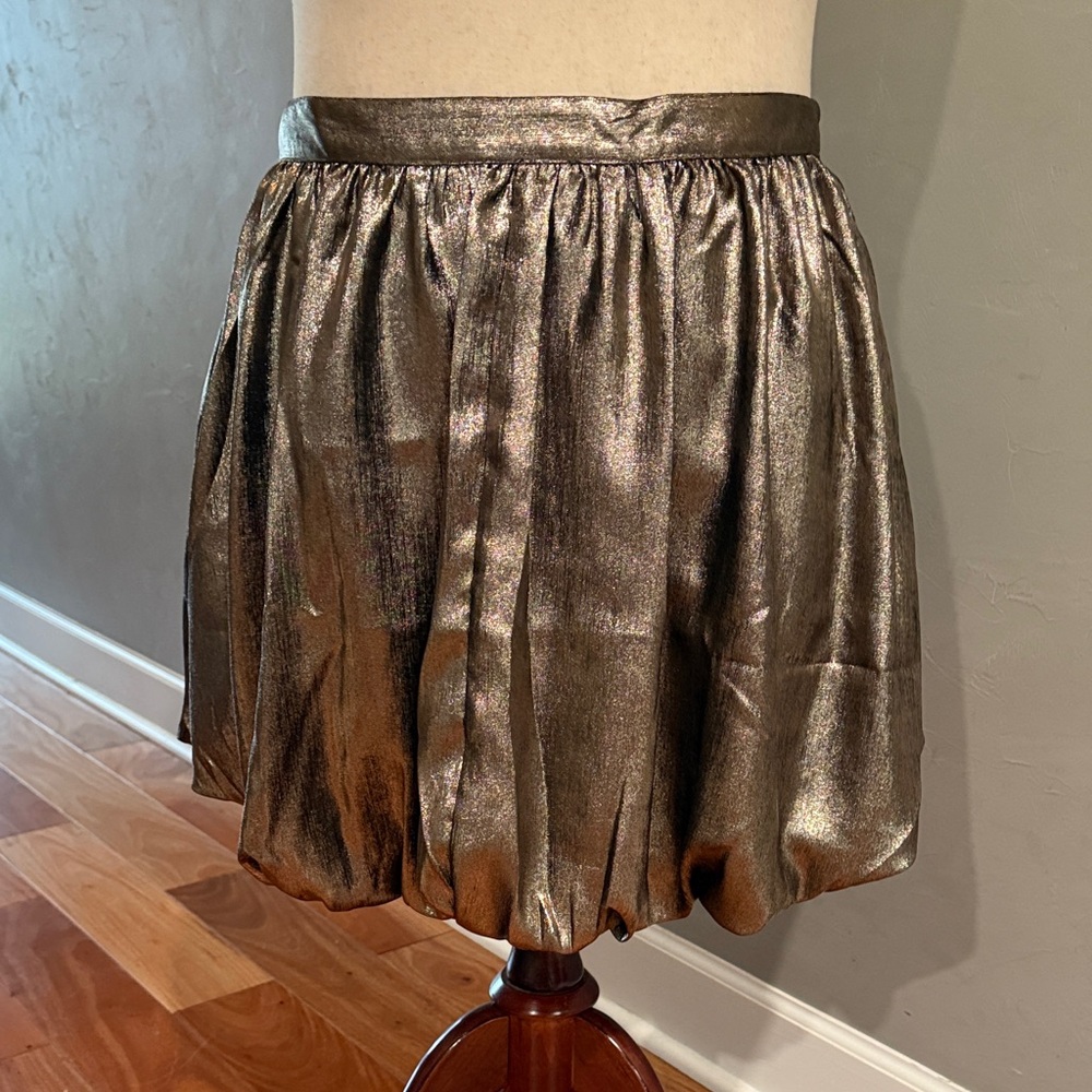 NWT Madewell Shiny Metallic Bronze Mini Skirt